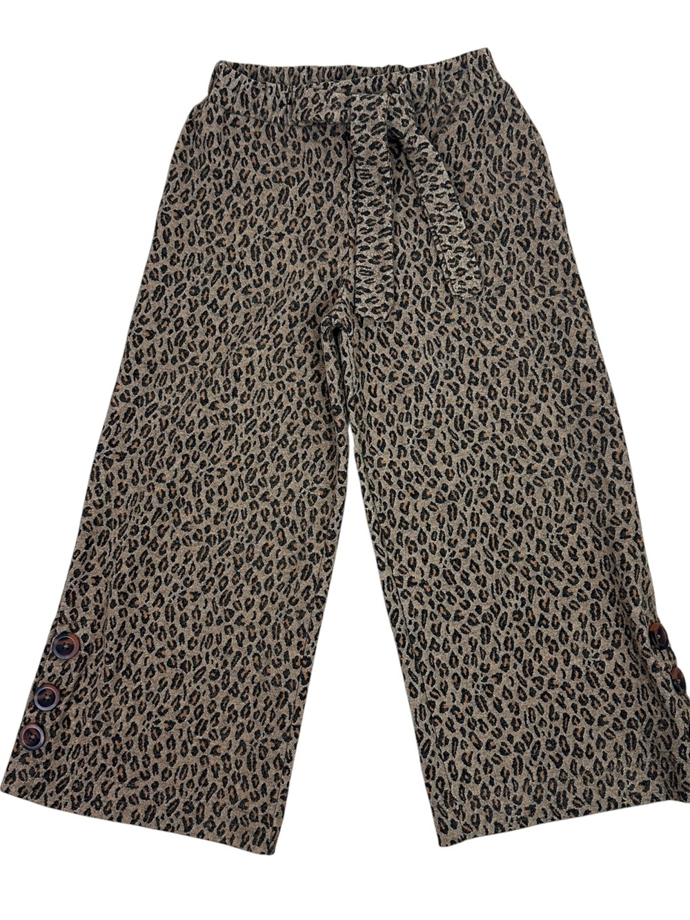 Zara Tan Leopard Print Wide-Leg Kids Pants